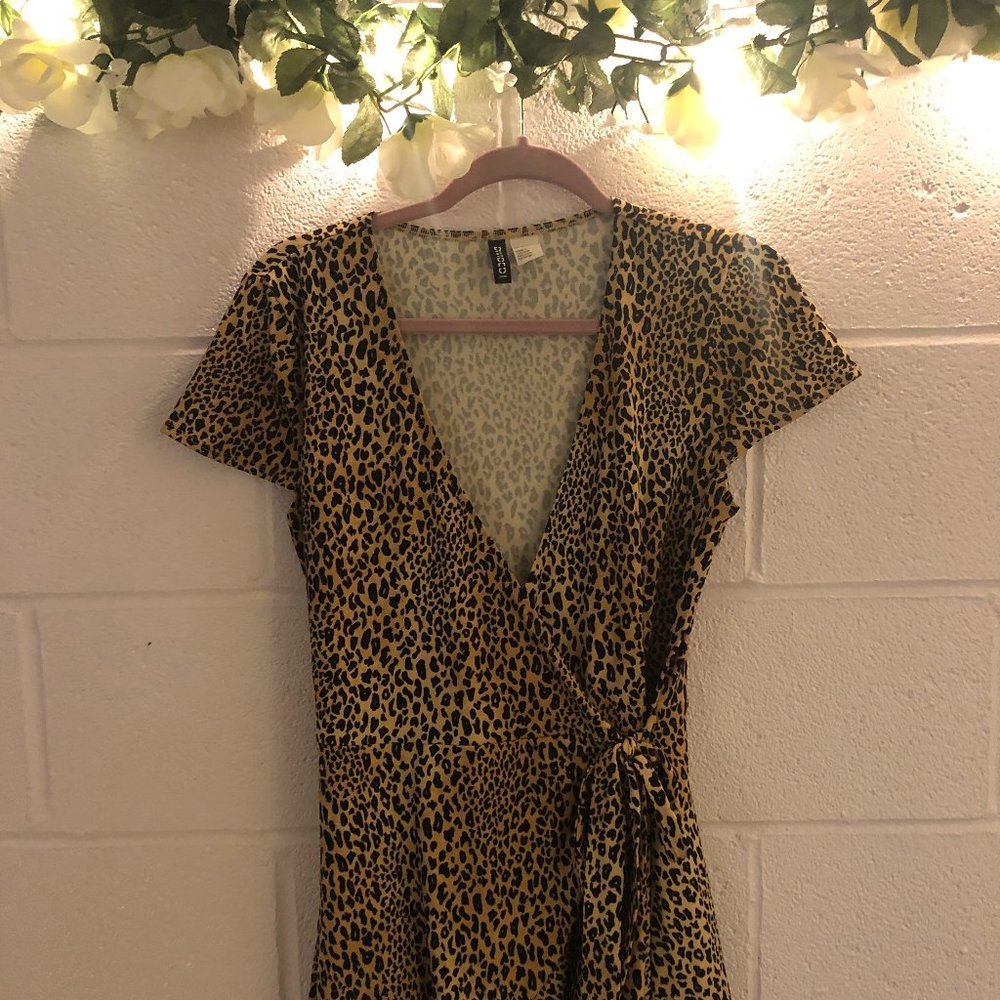 Animal print wrap dress